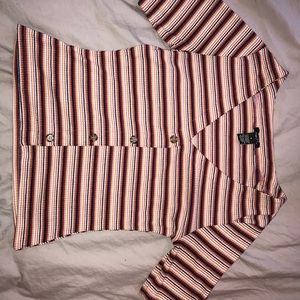 striped v-neck with buttons